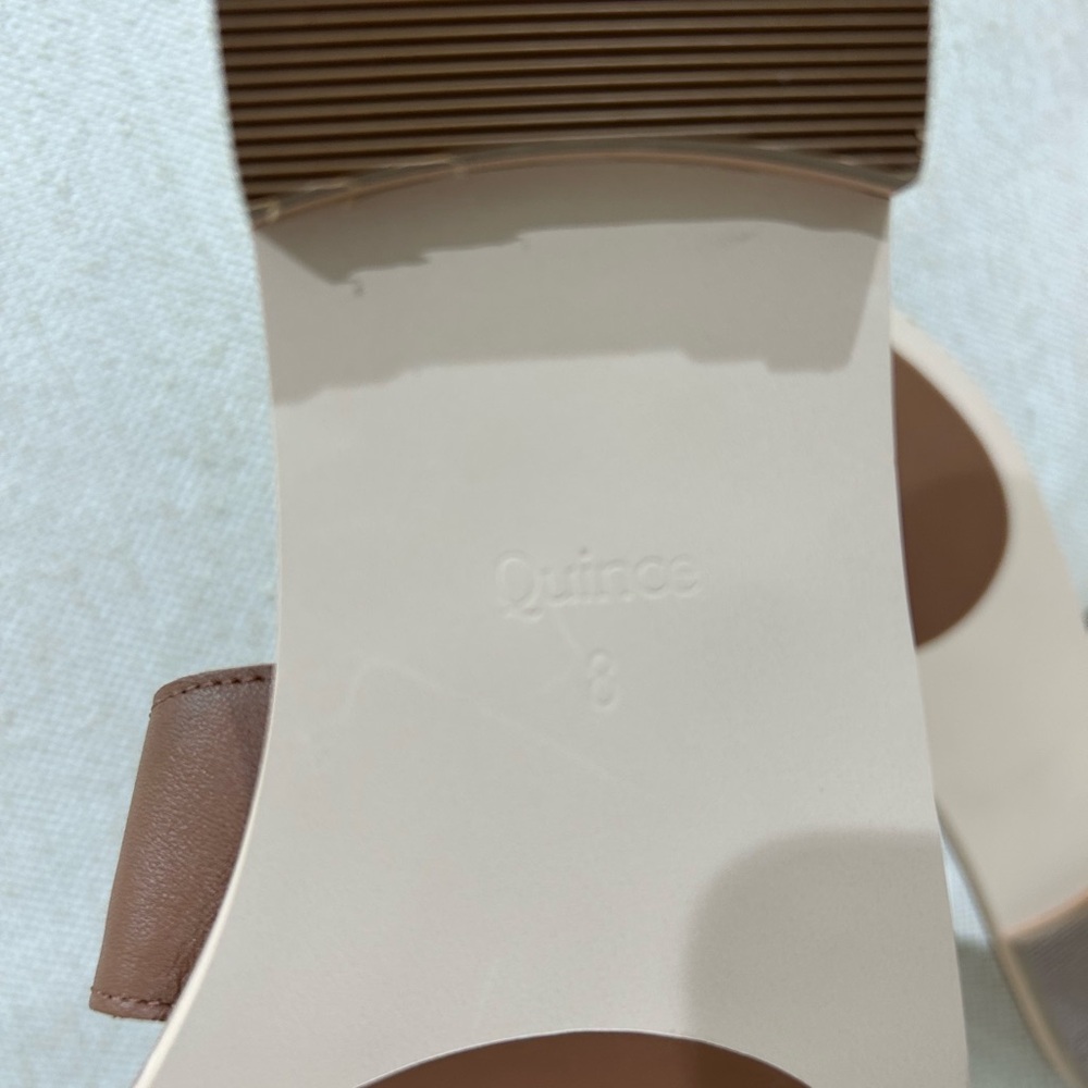 Quince Italian Leather Cutout Slide Sandal Tan Cognac Women’s Size 8 NWOT - Picture 4 of 6